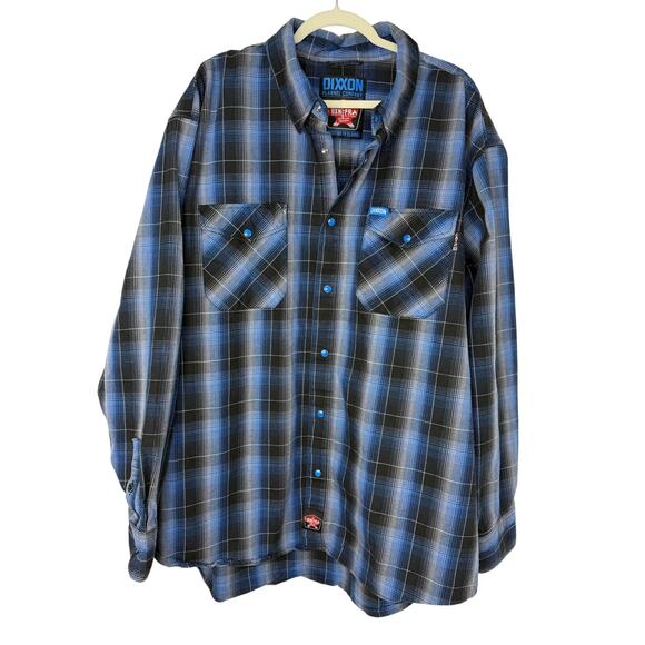 Dixxon Flannel Company Combustion FR Plaid Shirt Men’s 4X Blue Black Button-Up - Picture 1 of 9
